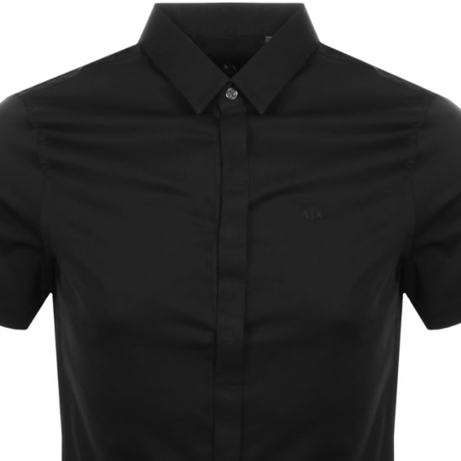 Alternative Image for ProductArmani Exchange Slim Fit Short Sleeved Shirt Black2
